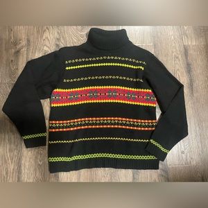 Vintage Snowflake Turtleneck Sweater, Women’s L